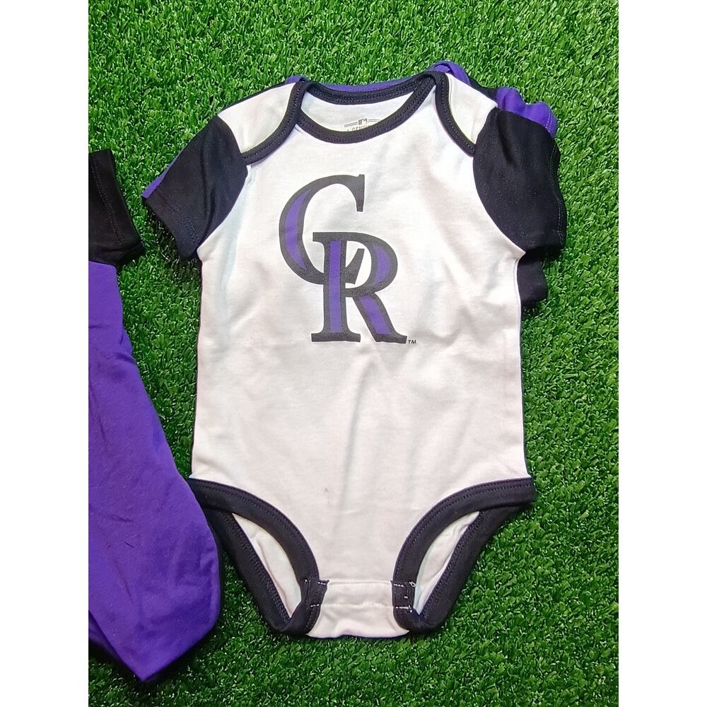 Colorado Rockies "Newest Fan" Baby Bodysuit Set 6-9 M NWT - Picture 2 of 7